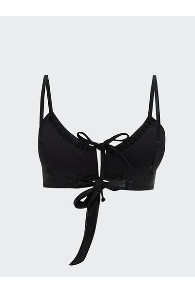 LC Waikiki Black Self Patterned Removable Pad Women's Bikini Top