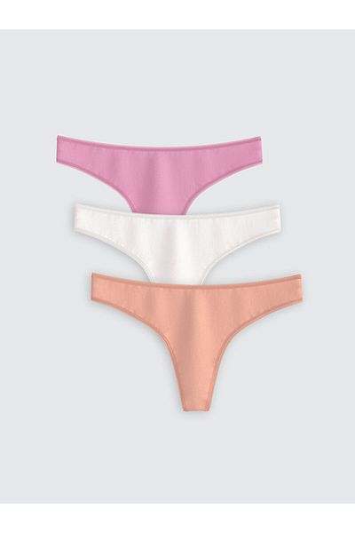 LC Waikiki LCW DREAM Chiloți tanga simpli roz, pachet de 3