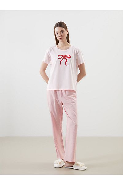 LC Waikiki Lcw Dream Red Crew Neck Printed Women's Pajamas Set