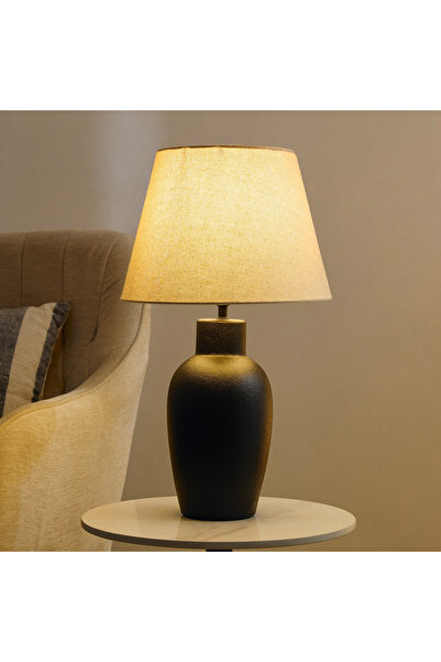 erorex Marbella Ceramic Table Lamp with Linen Shade - 52 cm