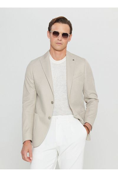 ALTINYILDIZ CLASSICS Altınyıldız Classics Slim Fit Beige Men's Jacket Ace 004252058 _Beige