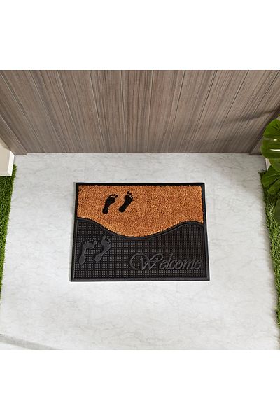 erorex Foot Print Moulded Coir and Rubber Doormat - 45x60 cm