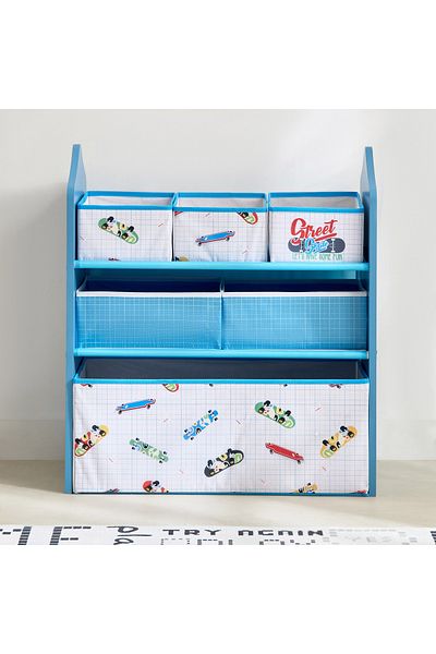 erorex Gearhead Candice Baseball Fabric Storage Rack with 6 Bins - 63x30x70 cm