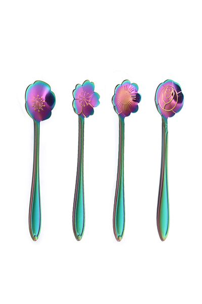 Sunhome 4-Piece Flower Spoon Set Multicolour