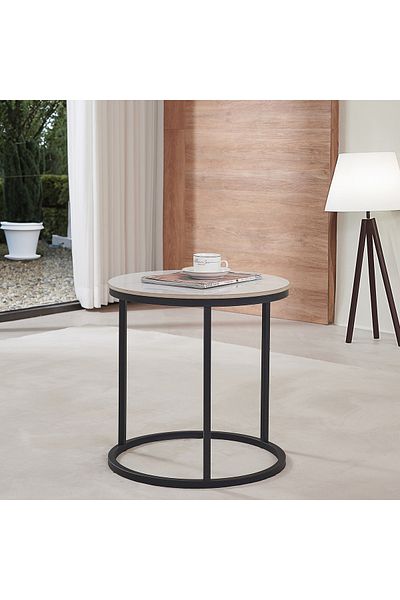 erorex Marwell Round Sintered Stone End Table