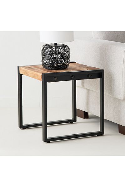 erorex Rustic Solid Wood Top End Table