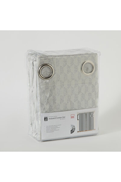 erorex Artisan Hexa 2-Piece Jacquard Extra Long Curtain Set - 135x300 cm