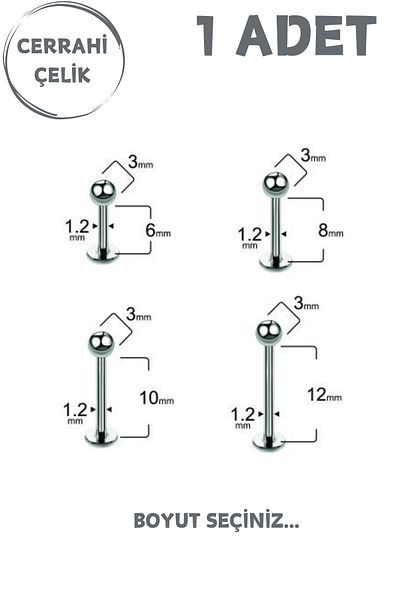 Blisse Piercing Unisex Surgical Steel 3mm Bulk Labret Tragus Helix Piercing