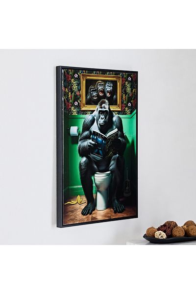 erorex Ersel Reading Gorilla Framed Picture - 40x60x2.5 cm