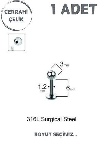 Blisse Piercing Unisex Surgical Steel 3mm Bulk Labret Tragus Helix Piercing