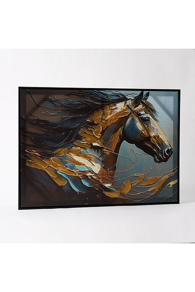 erorex Ersel Running Horse Canvas with Hand Painting - 50x70x2.5 cm