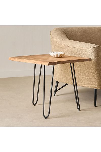 erorex Corwin Live Edge Solid Wood Top End Table