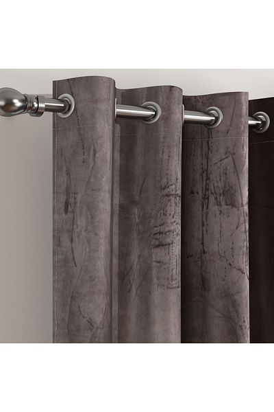 erorex Dove Dimout Velvet Curtain Pair - 135x300 cm