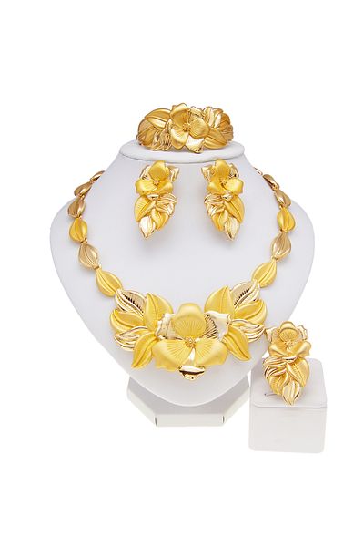 Choice 45cm resizable H00418 Women Necklace Earrings Ring Bracelet Jewelry Set Bud Pendant Gold Plated Luxu