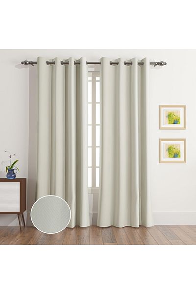 erorex Artisan 2-Piece Chevron Jacquard Extra Long Curtain Set - 135x300 cm