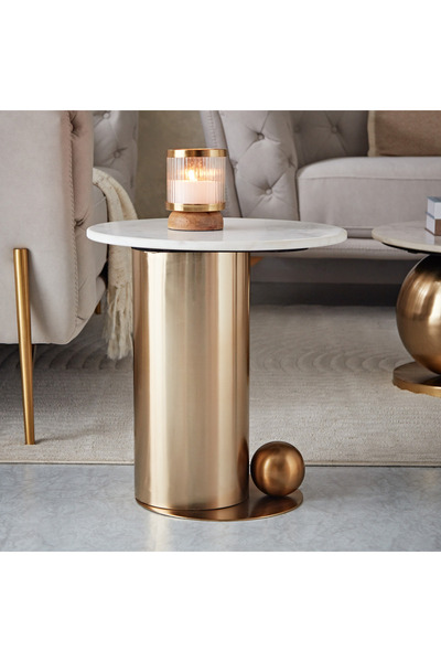 erorex Gizza Genuine Marble Top End Table