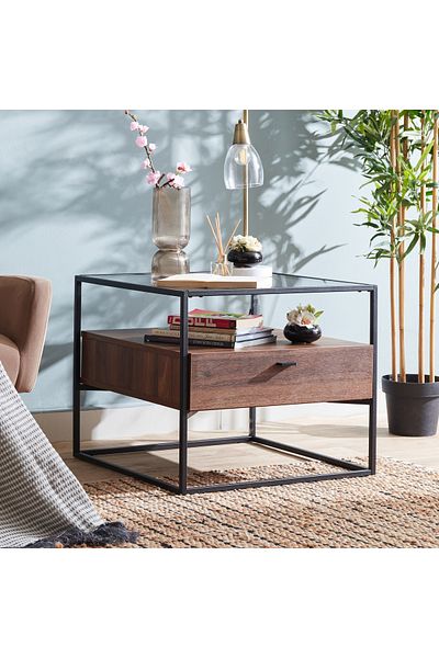 erorex Ruby Glass Top End Table