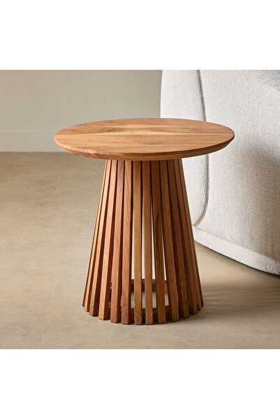 Generic طاولة جانبية مستديرة من الخشب الصلب من كافون دولتشي