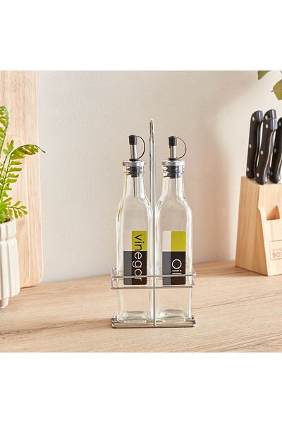 erorex Essential Vinegar and Oil Bottle Set with Stand