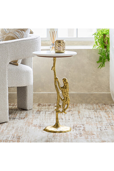 Generic Cavon Leopard Genuine Marble Top Side Table