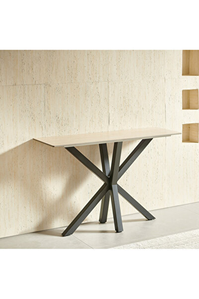 Home Box طاولة كونسول من الحجر المتكلس من ويلويك/بيليسيا - أرجل بيج وسوداء