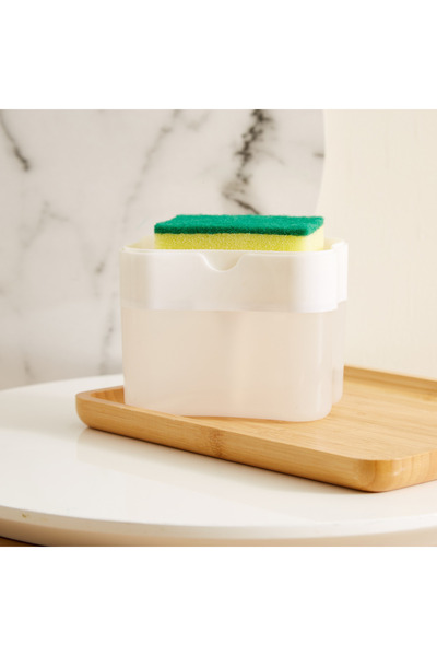 Generic Mica 2-in-1 Soap Dispenser with Sponge - 14.5x9.5x10.7 cm