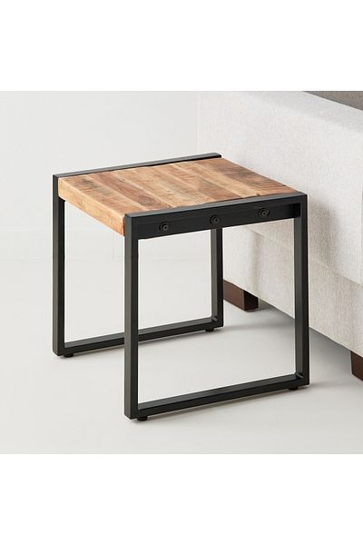 erorex Rustic Solid Wood Top End Table