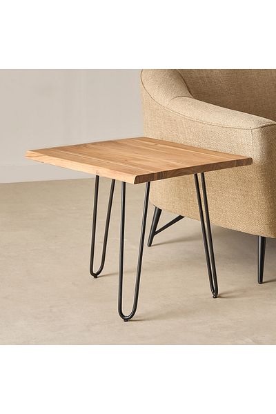 erorex Corwin Live Edge Solid Wood Top End Table