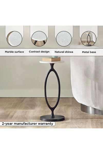 erorex Cedro Genuine Marble Top Accent Table