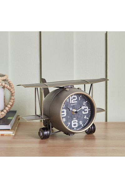 erorex Maverick Metal Plane Table Clock - 26.5x19.5x15 cm