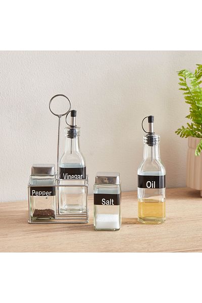 erorex Essential 5-Piece Glass Cruet Set