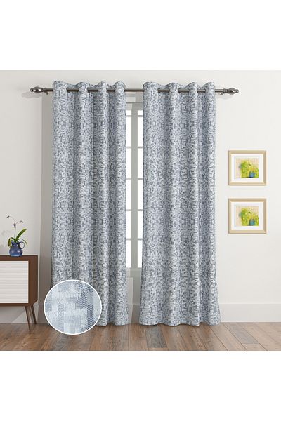 erorex Madrid 2-Piece Jacquard Blackout Extra Long Curtain Set - 140x300 cm