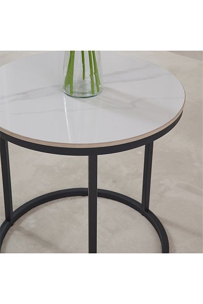 erorex Marwell Round Sintered Stone End Table