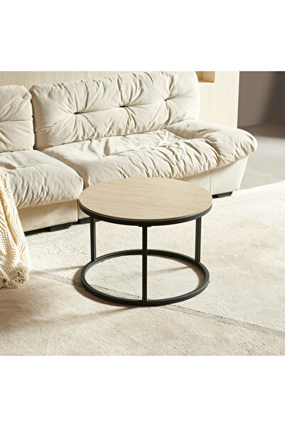 Home Box طقم طاولتي قهوة من الحجر المتكلس من روما/بيليسيا - أرجل بيج وسوداء