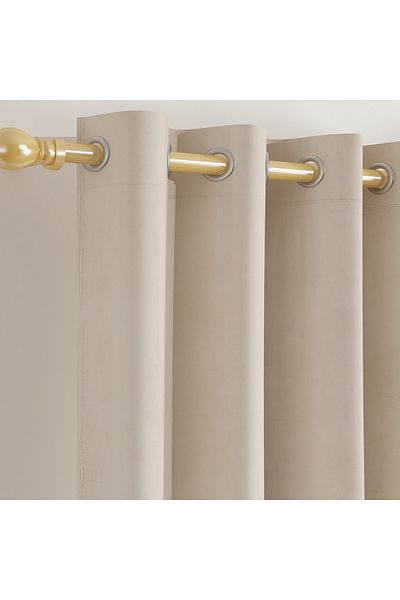 erorex Dove Dimout Velvet Curtain Pair - 135x300 cm
