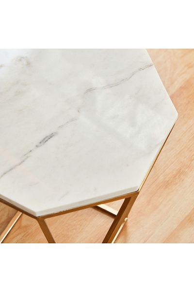 erorex Heron Genuine Marble Top End Table