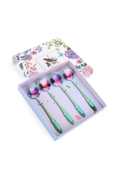 Sunhome 4-Piece Flower Spoon Set Multicolour