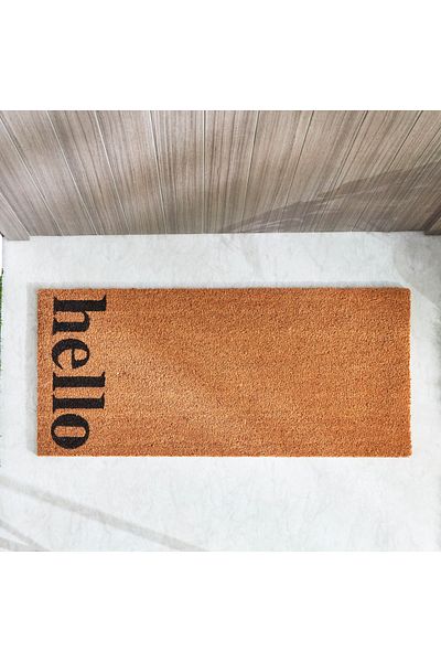 erorex Hello Printed PVC Back Coir Doormat - 45x100 cm