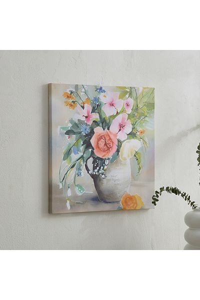 erorex Elmer Canvas Printed Flowerpot Framed Picture - 40x40x1.8 cm