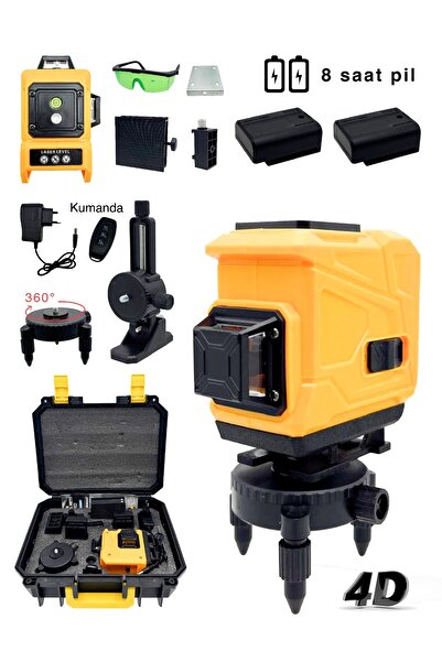 MOONSHOP 12 Satır Lazer Seviyesi 48v Pil 360 Derece Dikey Yatay Yeşil Işık Se...