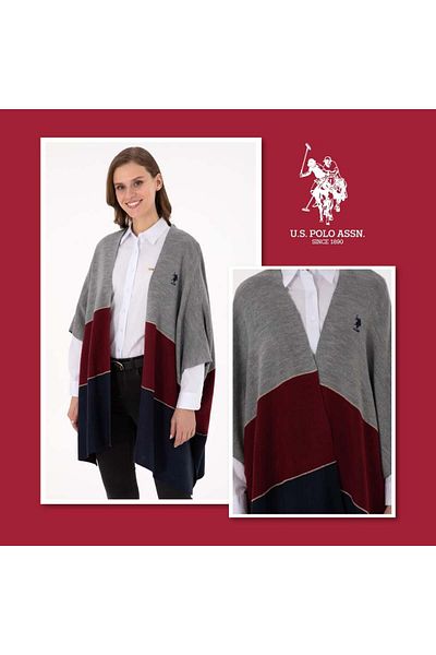 U.S. Polo Assn. Γυναικεία ζακέτα Navy Blue Knitwear - Λεπτομέρεια Poncho
