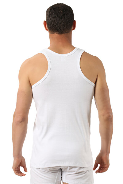 ÖZKAN underwear Özkan 0058 3 Pack Men's 100% Cotton Ribbed Flexible Comfortable Back Crossed Sportsman Rambo Thick Strap a