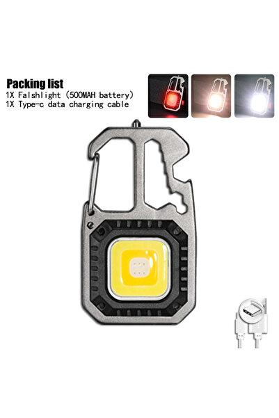 XIWANGFIRE 1PCS Silvery Mini Multifunctional Keychain LED Flashlight USB Rech...