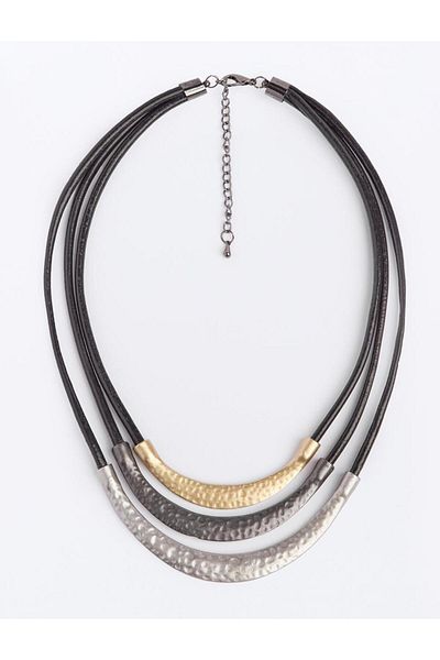 Jimmy Key Black Shiny Figured Triple Adjustable Necklace