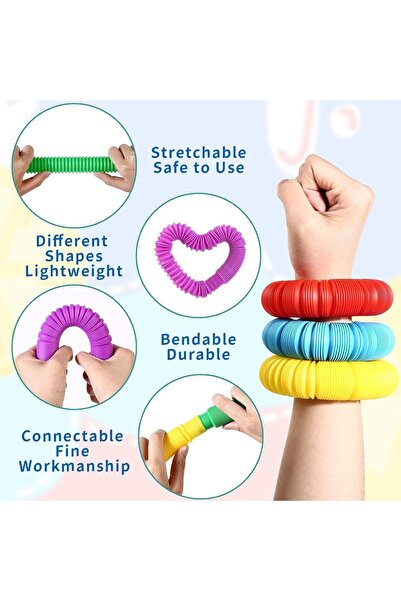 Yelajoy 14 قطعة من أنابيب البوب الحسية، ألعاب قابلة للتمدد والانحناء مع صوت ف...