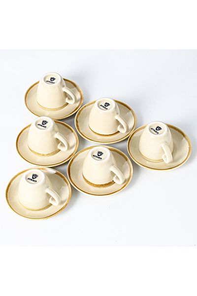 Shuer 100 ML Ceramic Coffee Cup And Saucer Kiln Glaze Changing Process Six Cup And Saucer Set