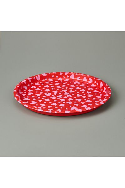 Sarkap Heart Metal Tray - Red / Pink - 35X35 cm