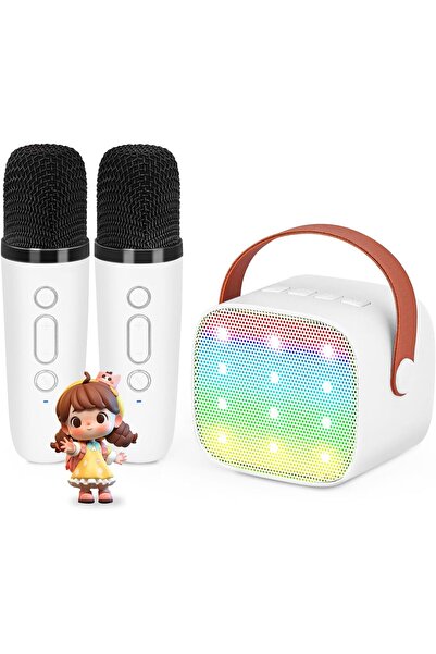 AWH جهاز كاريوكي صغير – مكبر صوت محمول بتقنية البلوتوث مزود بميكروفونين، هدية...