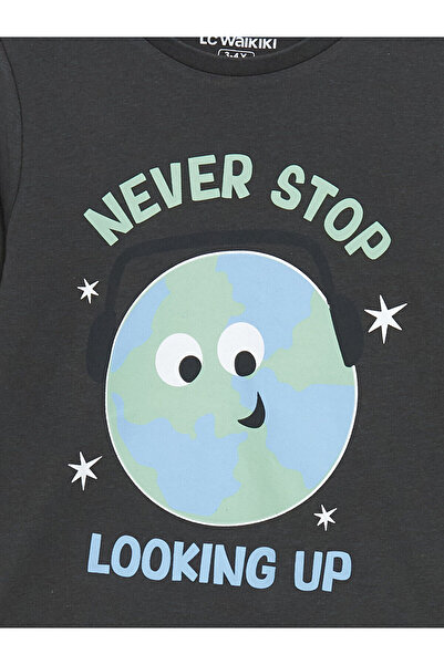 LC Waikiki LCW Kids Gri Bisiklet Yaka Erkek Çocuk Pijama Takımı