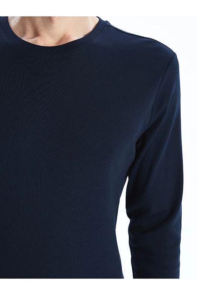 LC Waikiki Lcwaikiki Basic Navy Blue Crew Neck Long Sleeve Combed Cotton Men's T-Shirt